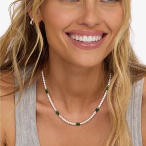 NWT Melinda Maria Gold/Emerald “The Maven Tennis Necklace”